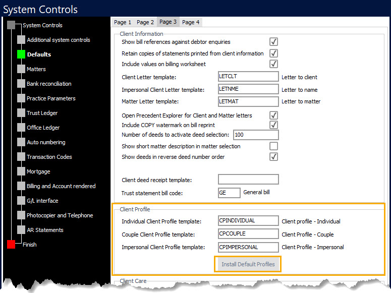 Client Profile Precedent - Install Default Client Profile Form Precedents