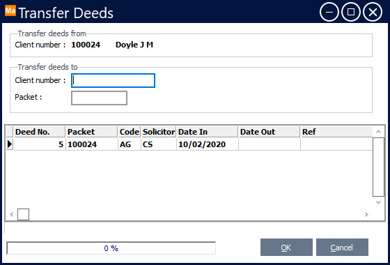 Deeds - Moving a Deed to the correct packet